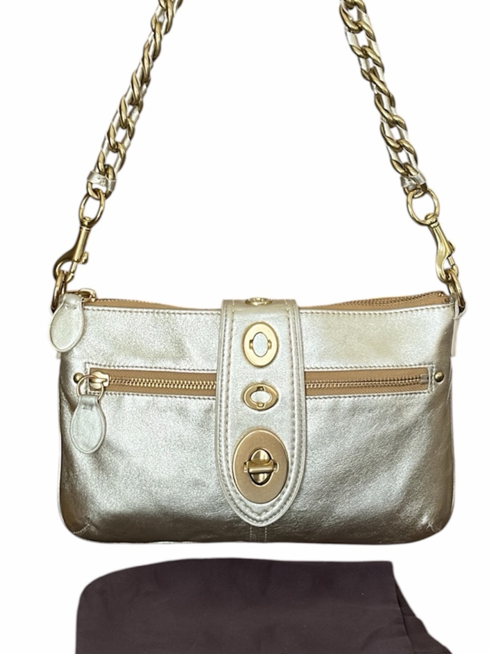 Coach Legacy Gold Bridgit Bag F13756 Sapphire Interior